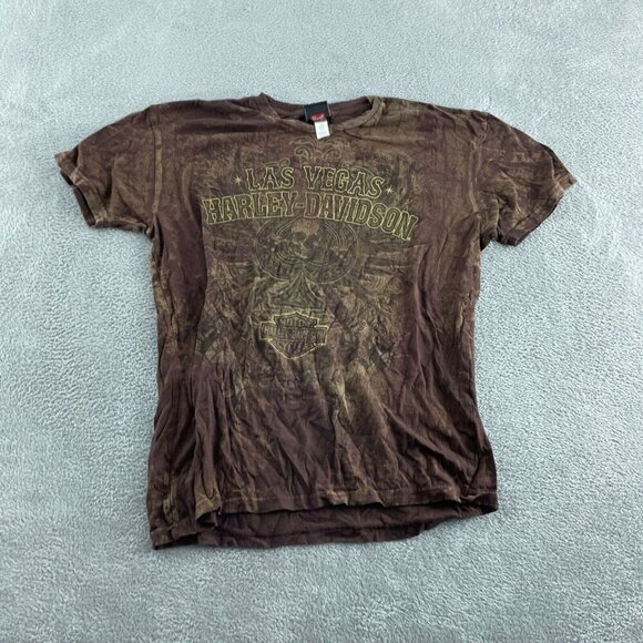 Vintage Harley-Davidson Las Vegas Graphic T-Shirt Brown Gold  Large 5698 - Picture 1 of 7